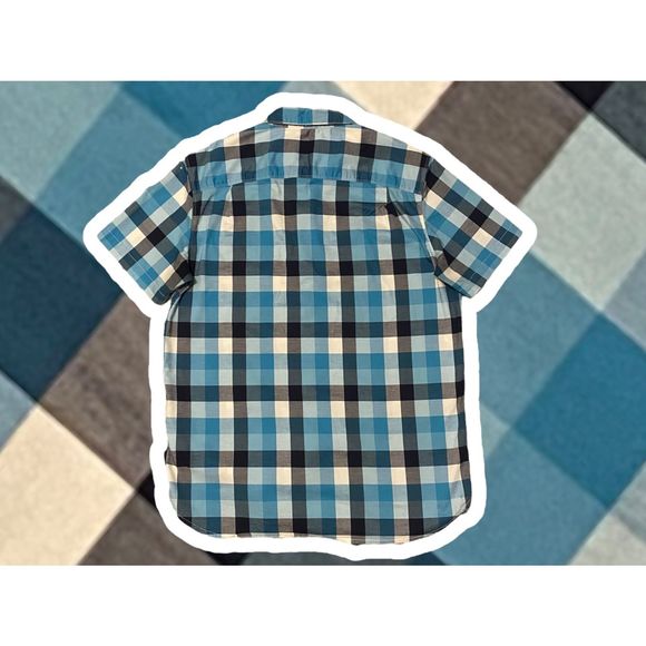 The North Face Short-sleeve Plaid Blue Pocketed Button Down Size Men’s Large - Picture 4 of 5